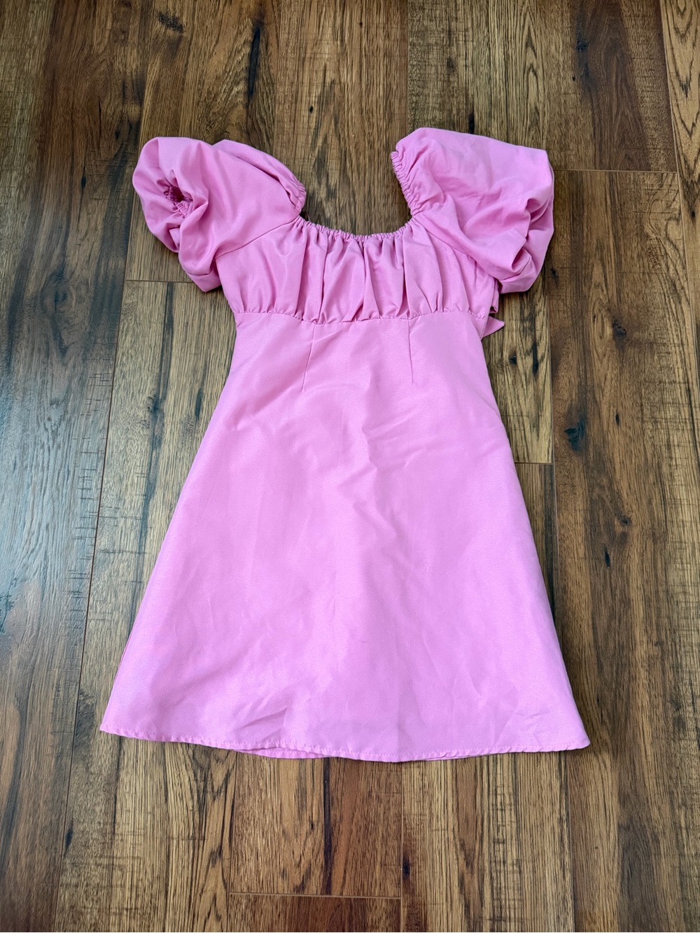 Girls Pink Puff-Sleeve Girls' Dress